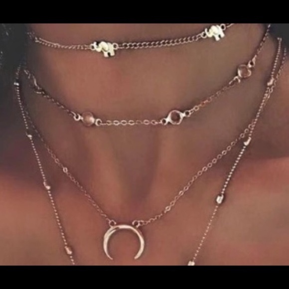 Moon Goddess Delicate Multilayer Layered Necklace - Picture 4 of 5